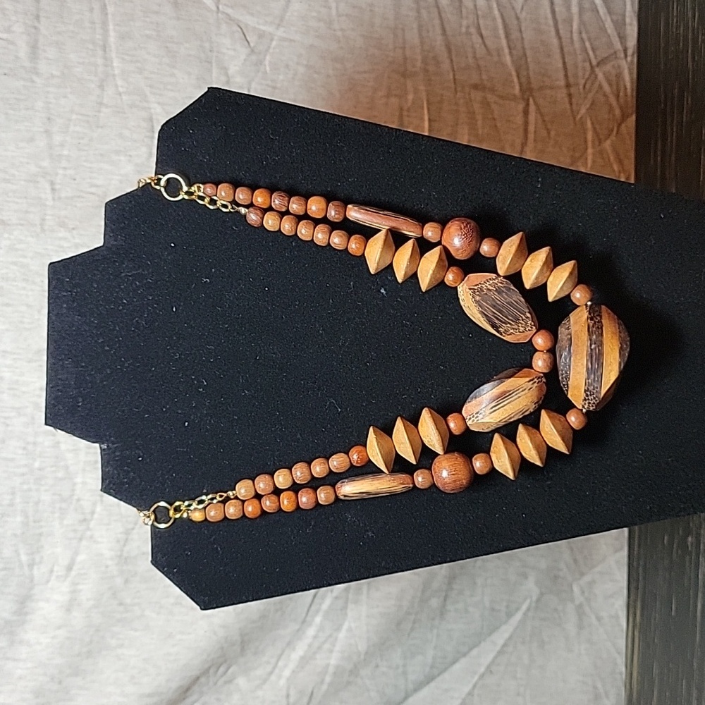 Vintage Wooden Layer Necklace